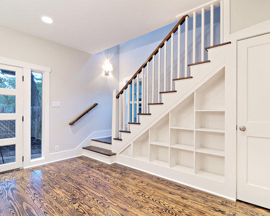 Customized Staircase With Built In Shelves