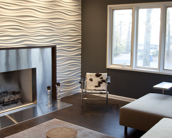 Stainless Steel Fireplace And Modulararts Wall